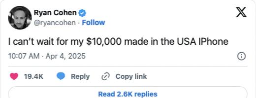 苹果也怕疯狂关税	，库克的心拔凉拔凉_苹果也怕疯狂关税，库克的心拔凉拔凉_